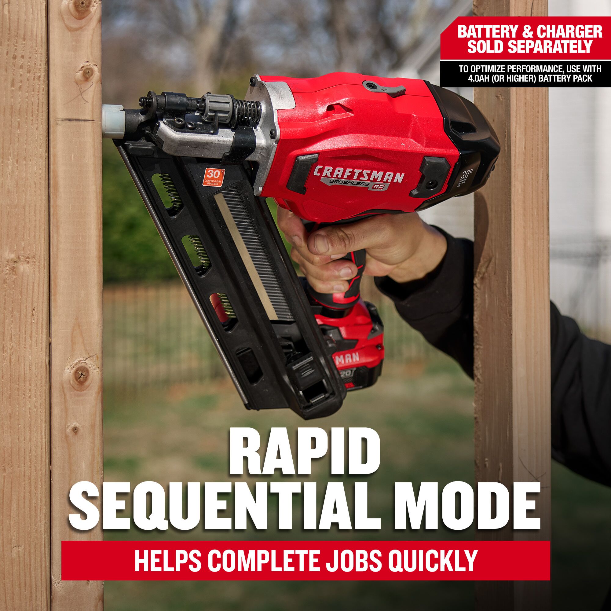 CRAFTSMAN V20 Brushless RP 3-1/4-in 30 -Degree Cordless Roundhead Framing Nailer