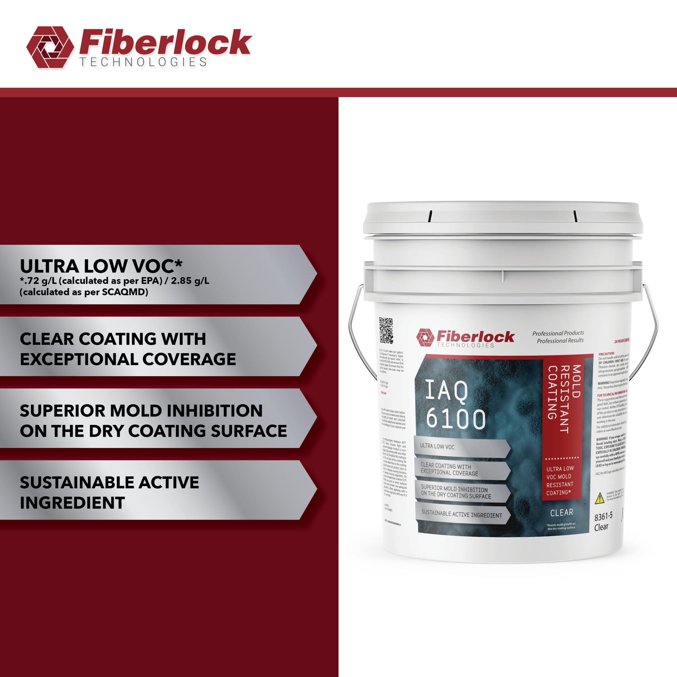 Fiberlock IAQ 6100 Mold Resistant Coating Clear Semi-gloss Water-based Interior Acrylic ( 5-gallon )