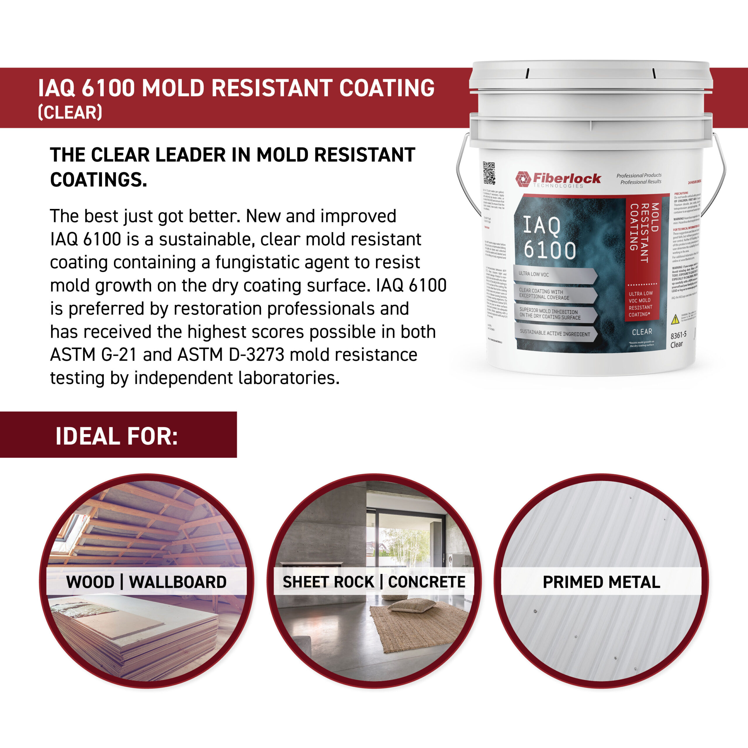 Fiberlock IAQ 6100 Mold Resistant Coating Clear Semi-gloss Water-based Interior Acrylic ( 5-gallon )
