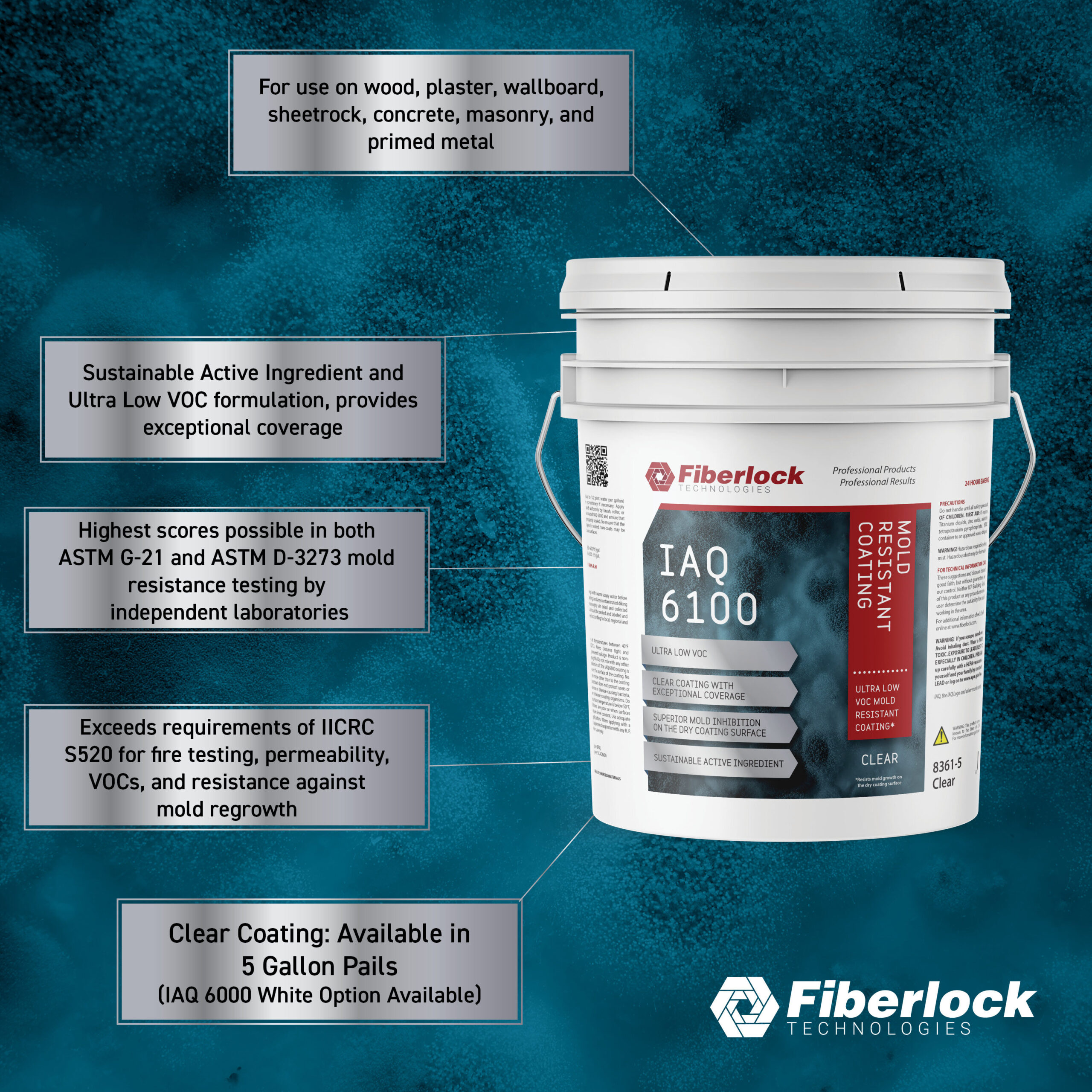 Fiberlock IAQ 6100 Mold Resistant Coating Clear Semi-gloss Water-based Interior Acrylic ( 5-gallon )