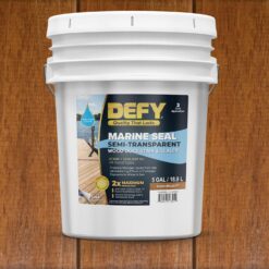 DEFY Marine Seal Semi-Transparent Exterior Wood Stain and Sealer - Light Walnut - 5 Gallon, Made in USA