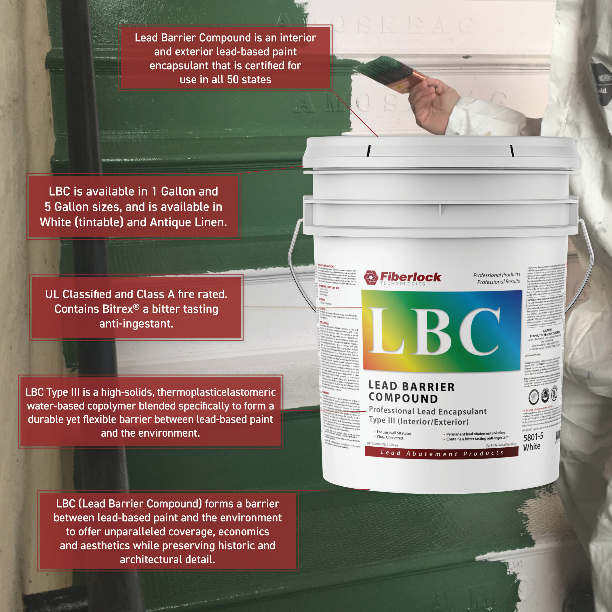 Fiberlock LBC Lead Barrier Compound Flat White Tintable Interior Paint ( 5-gallon )