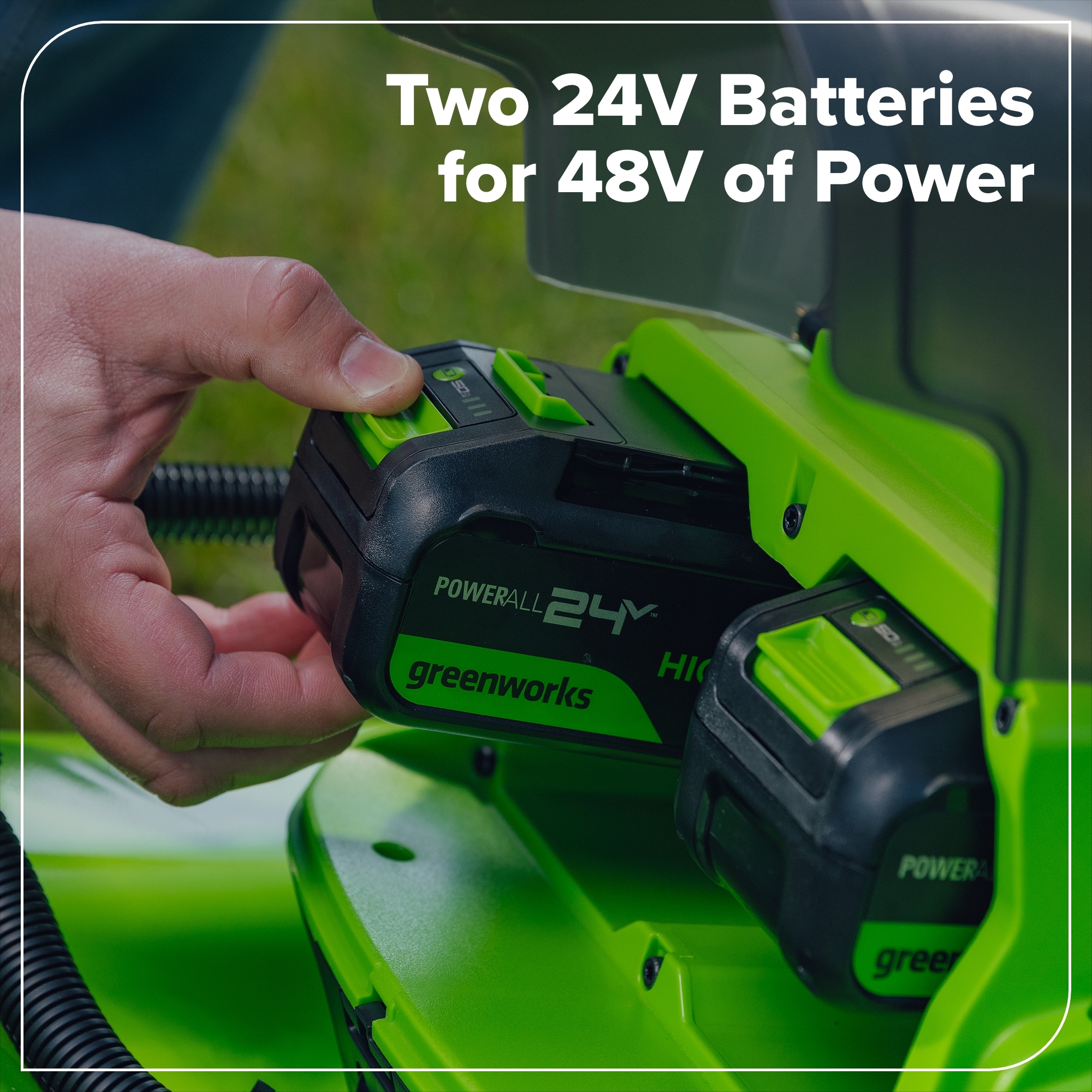 Greenworks 24-volt, 21-in Self Propelled Battery Walk Mower with (2) 5 Ah Batteries & Charger Included
