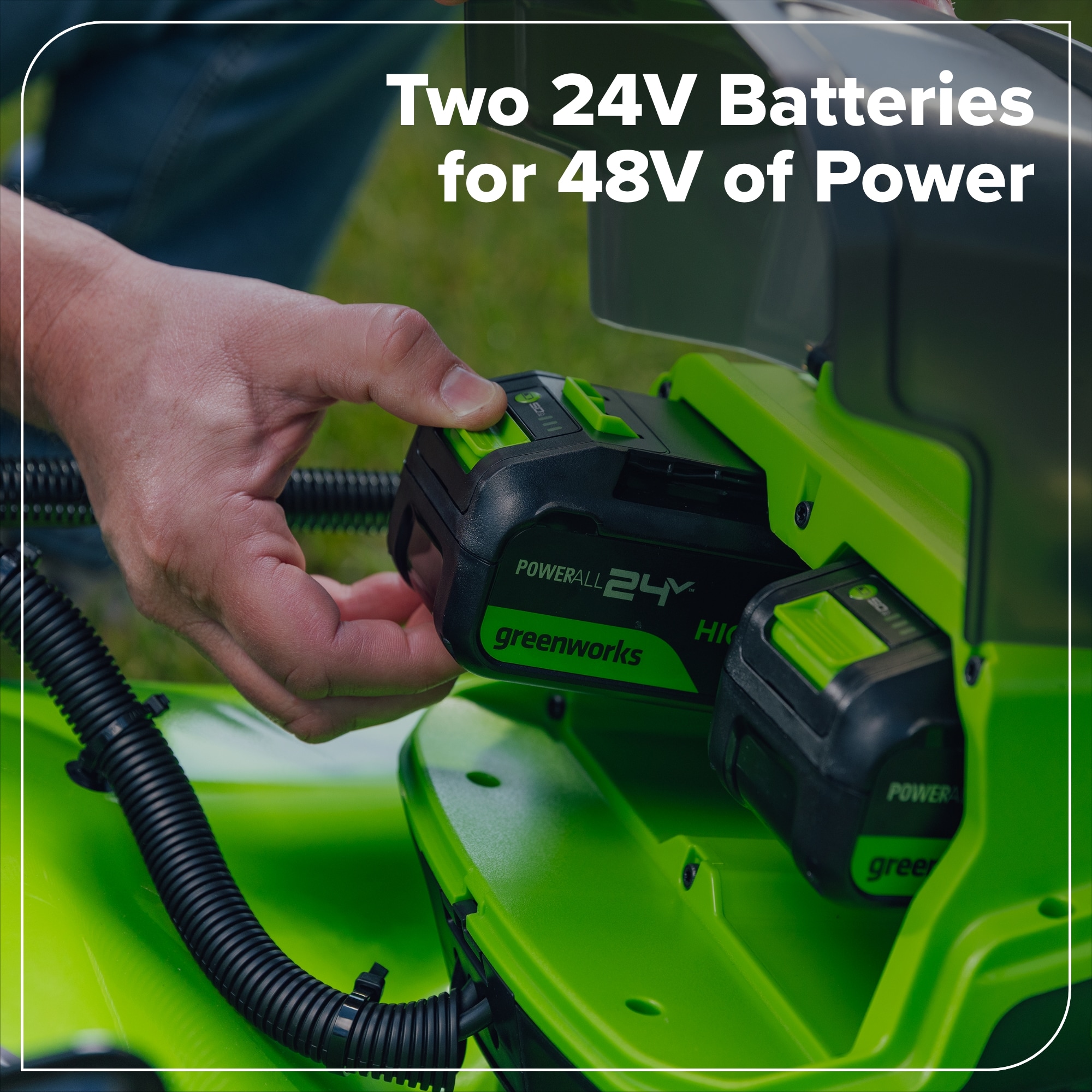 Greenworks 24-volt, 21-in Push Battery Walk Mower with (2) 4 Ah Batteries & Charger Included
