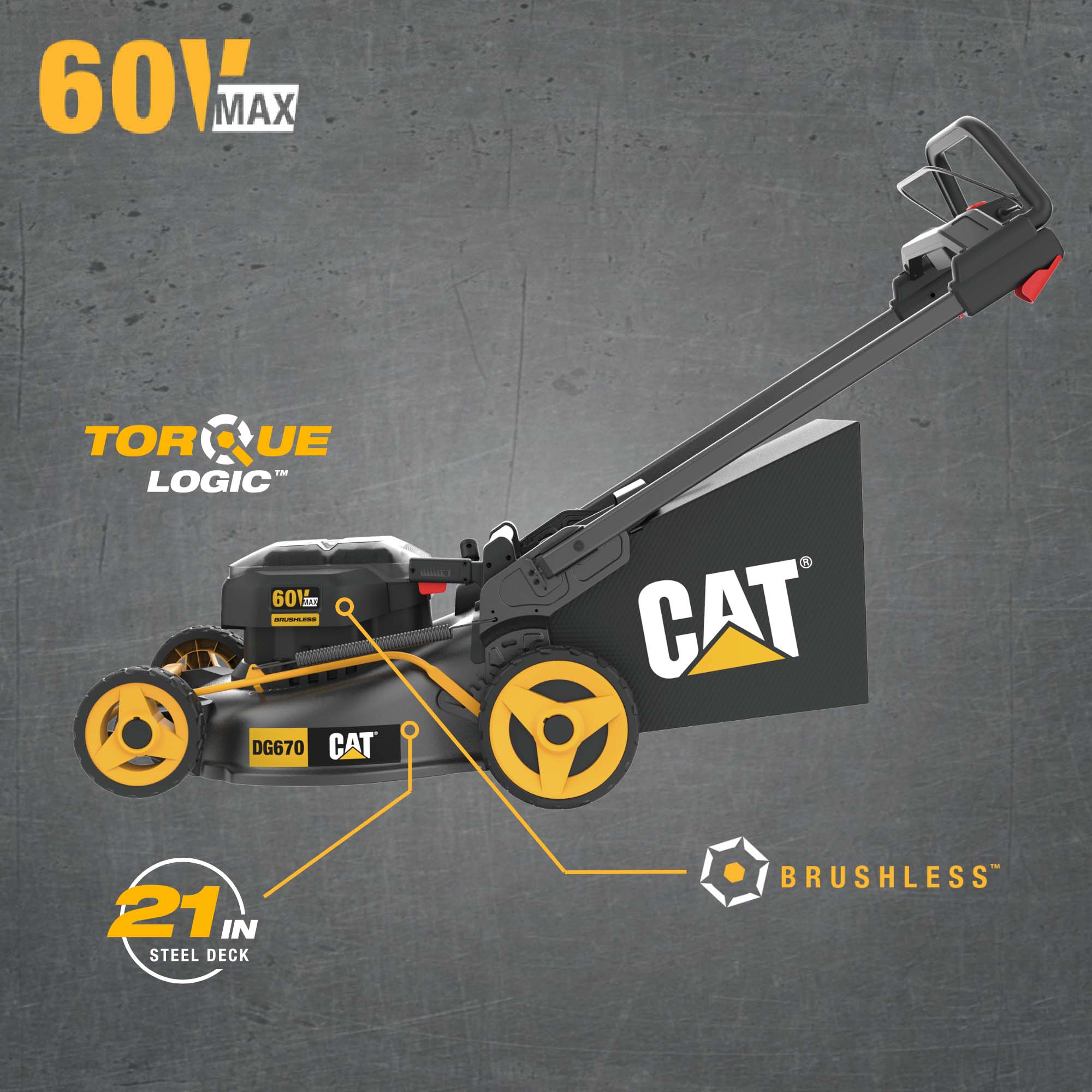 CAT 60-volt, (1) 5 Ah Battery 21-in Push Walk Mower with