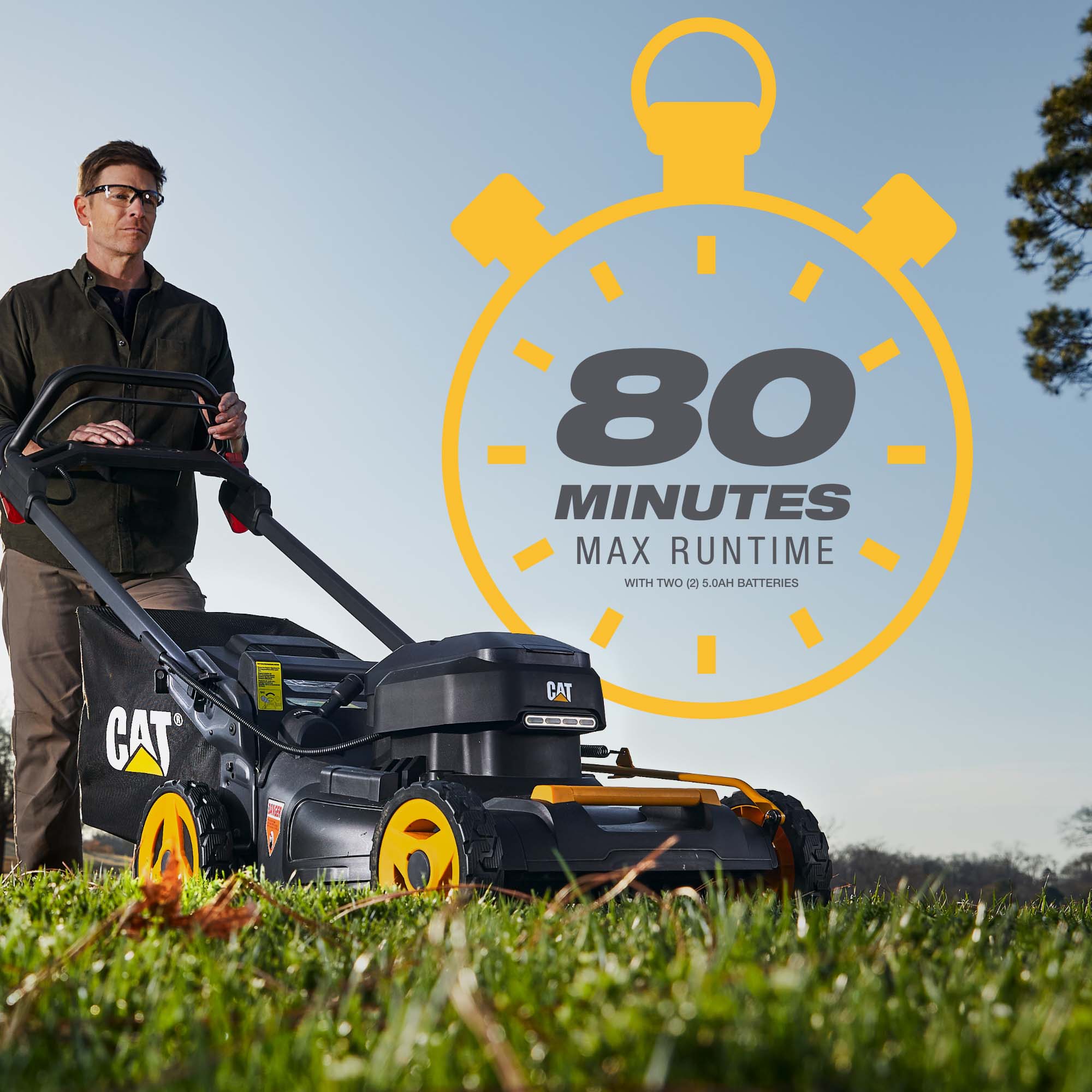 CAT 60-volt, (1) 5 Ah Battery 21-in Push Walk Mower with