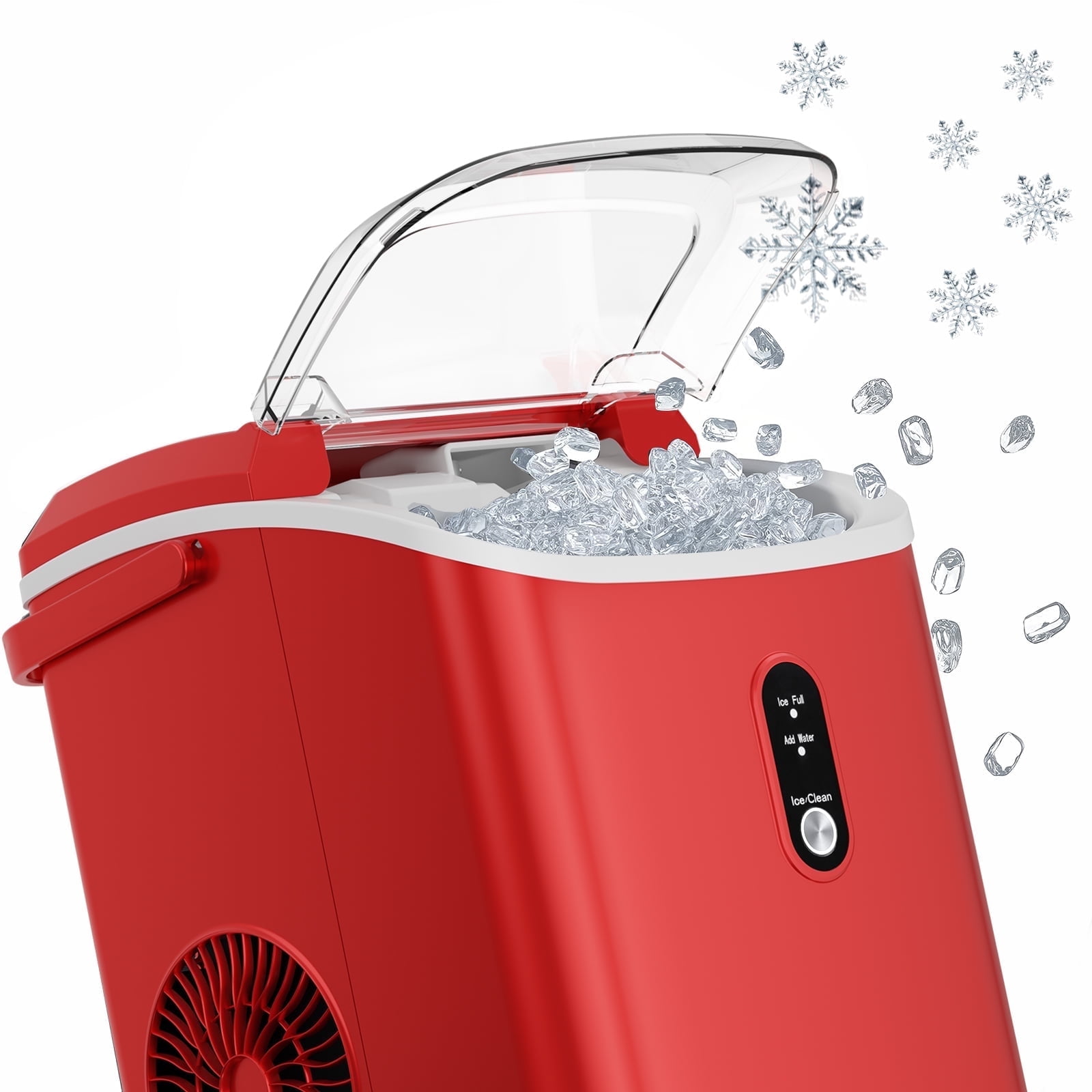KISSAIR Nugget Ice Maker Countertop with Soft Chewable Pellet Ice, Portable Ice Machine with Handle, 35lbs/24H, Red