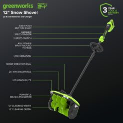 Greenworks 48-volt 12-in Single-stage Push Battery Powered Snow Shovel 4 Ah (Battery Included) (Charger Included)