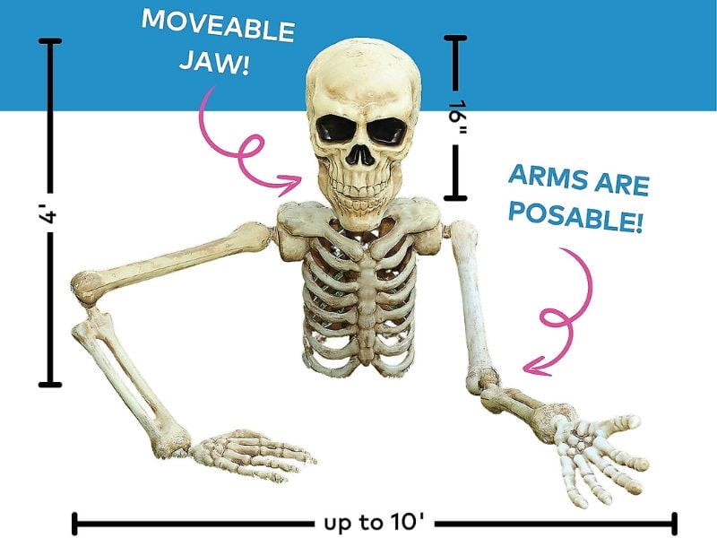 Skeleton Grave Ground Breaker Halloween Prop Yard Posable Haunted House Giant 4'