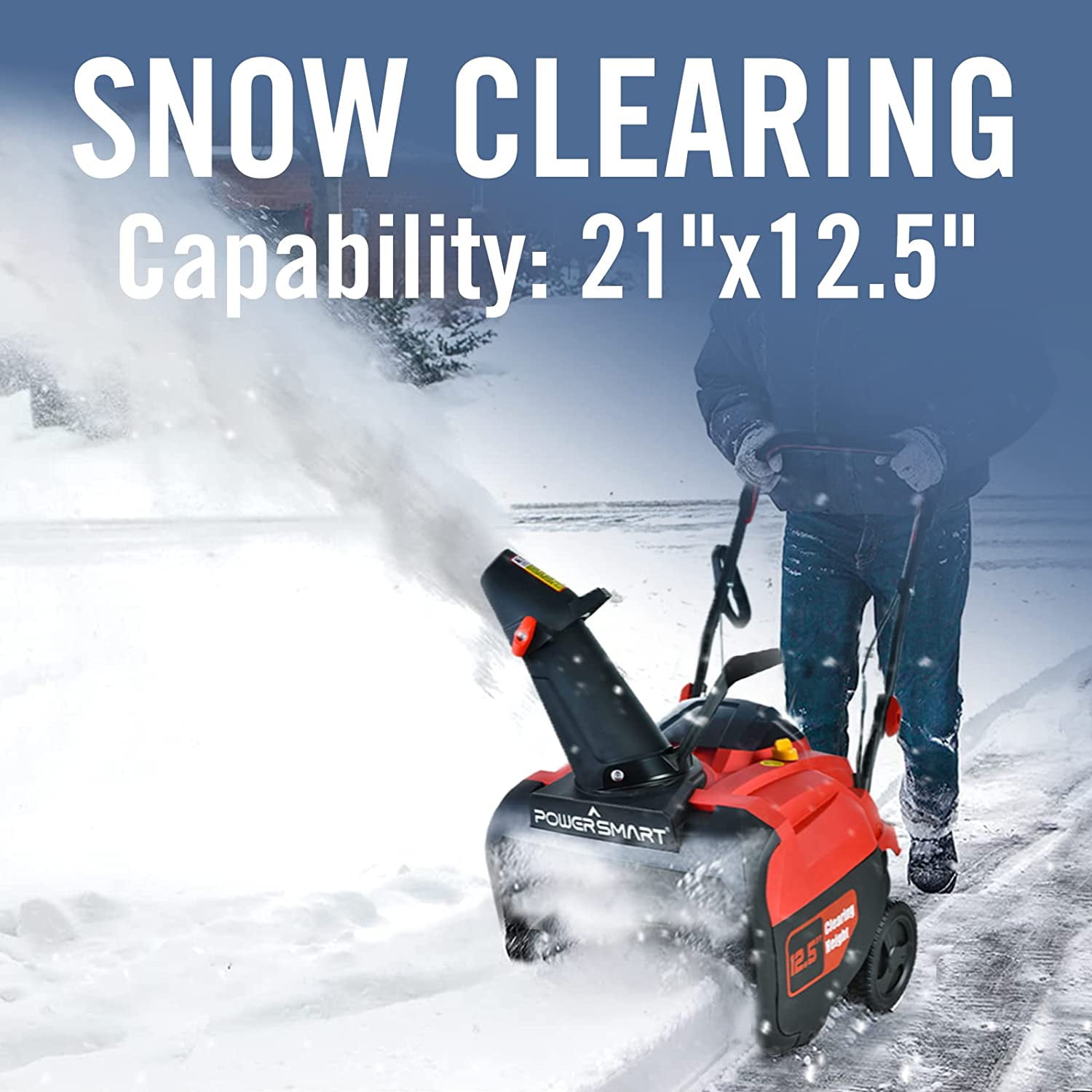 PowerSmart 21" 212cc Gas Powered Snow Blower, Easy To Use And Foldable Design