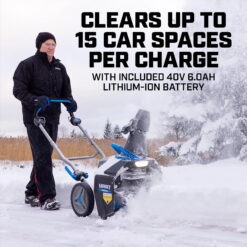 HART 40-Volt 18-inch Battery-Powered Brushless Snow Blower Kit, (1) 6.0Ah Lithium-Ion Battery