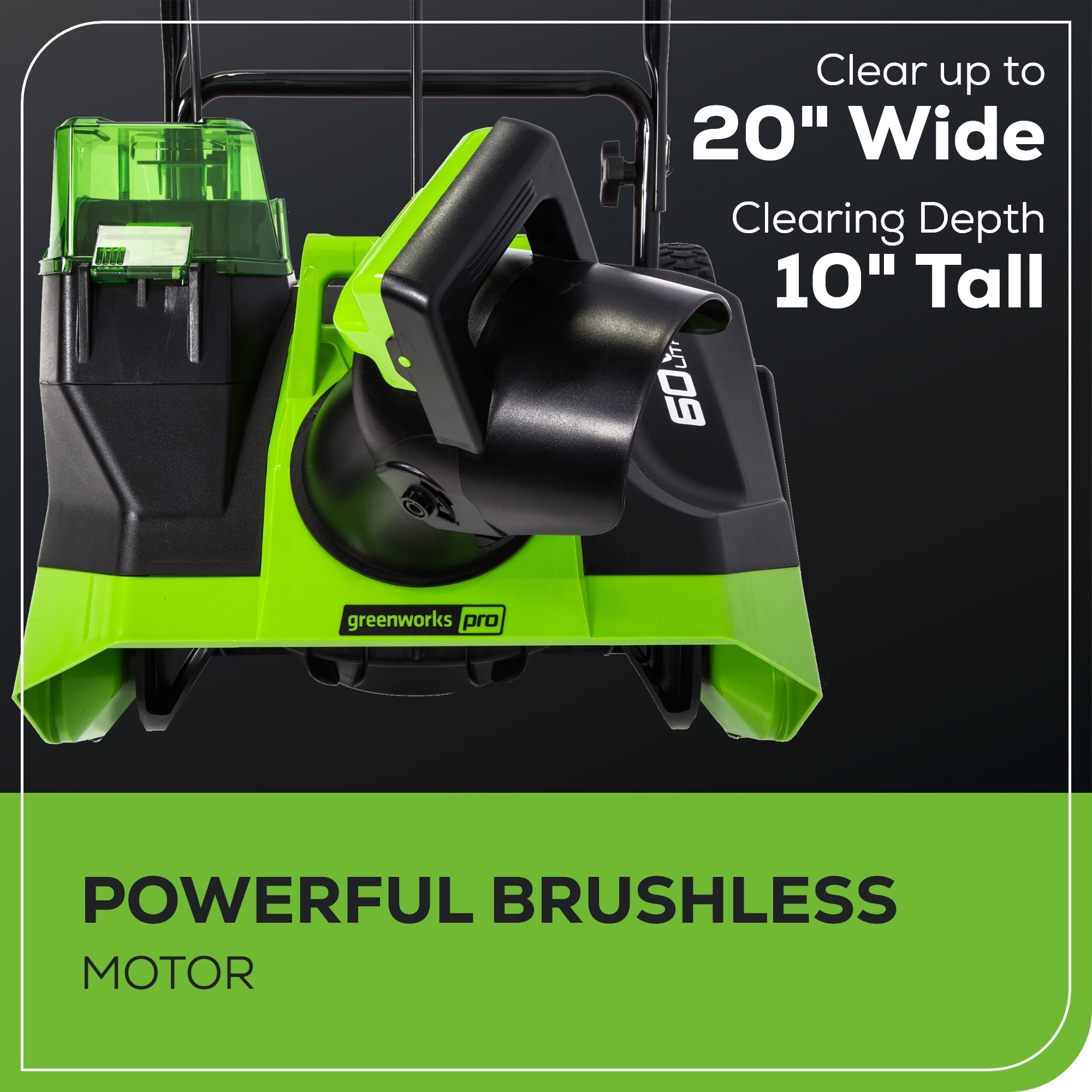Greenworks 60V 20" Cordless Single-Stage Snow Blower with 5.0 Ah Battery & 6A Charger 2608702