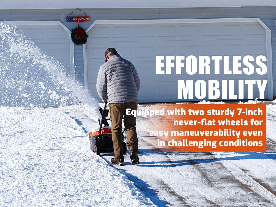 NOVUS 18 in Cordless Snow Blower, Single-Stage Snow Thrower, 58V, 5Ah Battery & Charger with Remote Chute Rotation, Dual LED Lights and Wear Resistant Rubber & Steel Auger