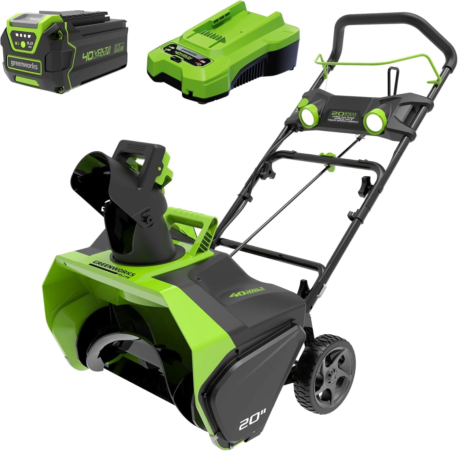 Greenworks 40V 20" Cordless Battery Single-Stage Snow Blower w/ 5.0Ah Battery & Charger