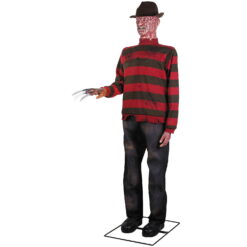 A Nightmare on Elm Street Men's Freddy Krueger Life-Size Animated Halloween Costume Mannequin - Red Large