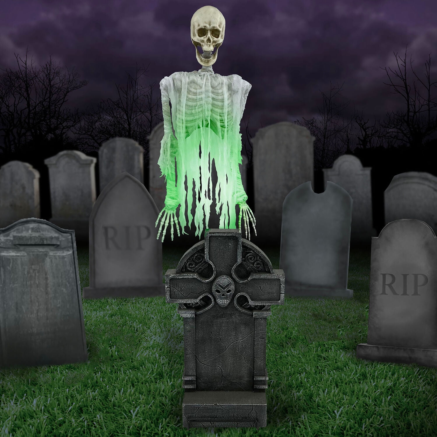 Haunted Hill Farm Skeleton Ghost Animatronic by Tekky with Lights and Sound