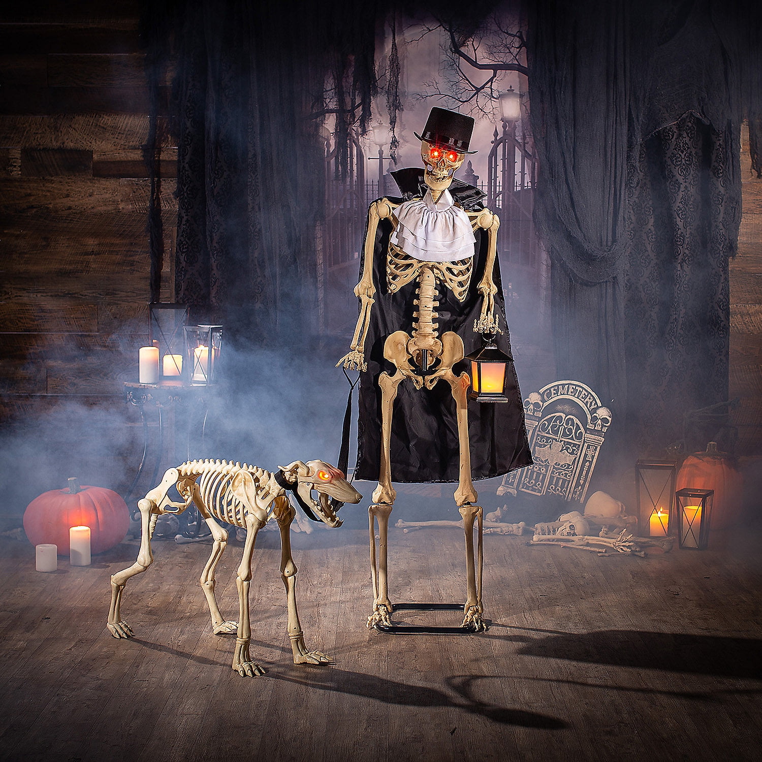 Fun Express 5ft. Animated Skeleton & 3ft. Dog Halloween Decoration