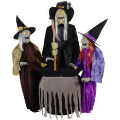 Haunted Hill Farm 66in 18.5lbs Witch Sisters Animatronic, Halloween Decoration, HHWITCHSTR-2FLSA