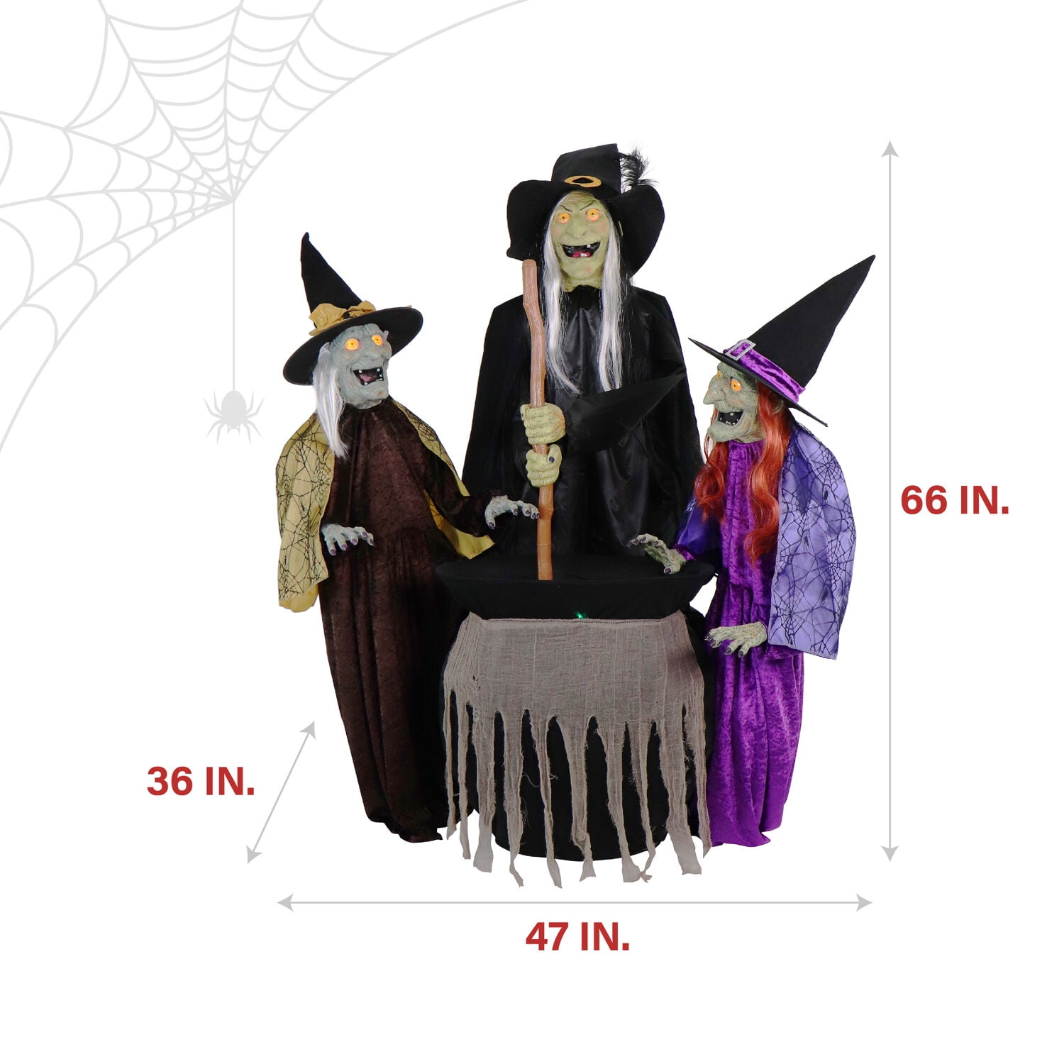 Haunted Hill Farm 66in 18.5lbs Witch Sisters Animatronic, Halloween Decoration, HHWITCHSTR-2FLSA