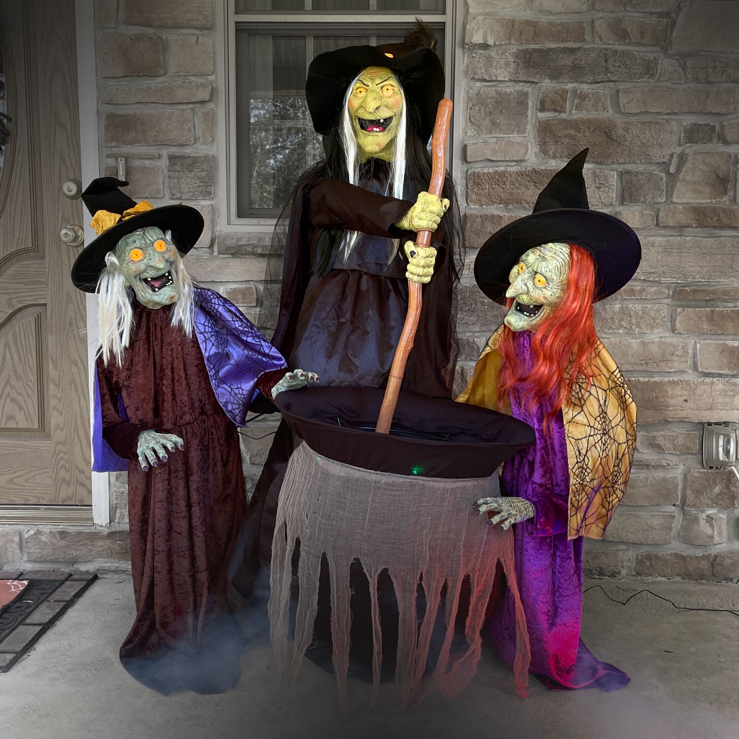 Haunted Hill Farm 66in 18.5lbs Witch Sisters Animatronic, Halloween Decoration, HHWITCHSTR-2FLSA