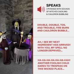 Haunted Hill Farm 66in 18.5lbs Witch Sisters Animatronic, Halloween Decoration, HHWITCHSTR-2FLSA