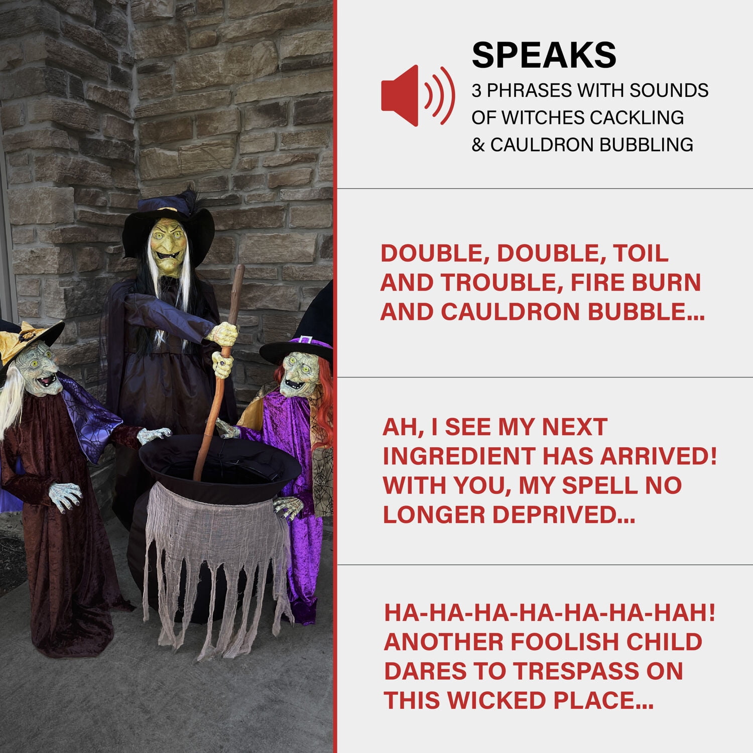 Haunted Hill Farm 66in 18.5lbs Witch Sisters Animatronic, Halloween Decoration, HHWITCHSTR-2FLSA