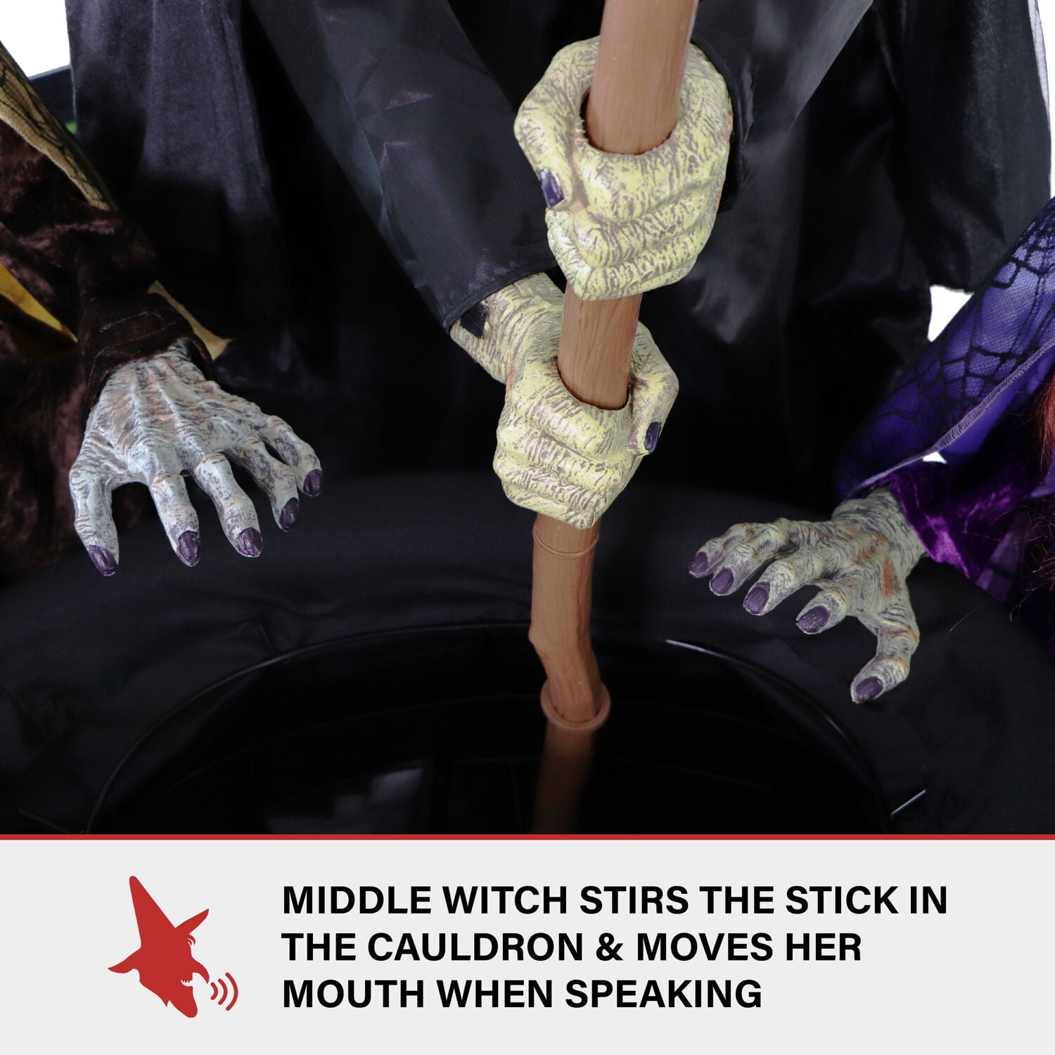 Haunted Hill Farm 66in 18.5lbs Witch Sisters Animatronic, Halloween Decoration, HHWITCHSTR-2FLSA