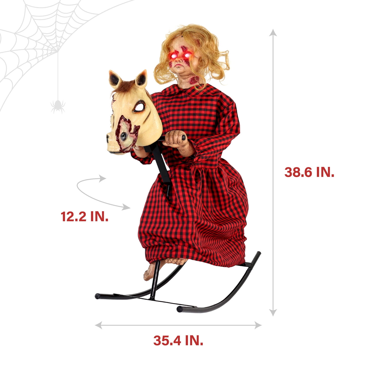 Haunted Hill Farm Haunted Hill Farm 3.2 ft. Voice & Sound-Sensor Rocking Horse Girl Halloween Animatronic, HHRCKHRSGRL-1FLSA