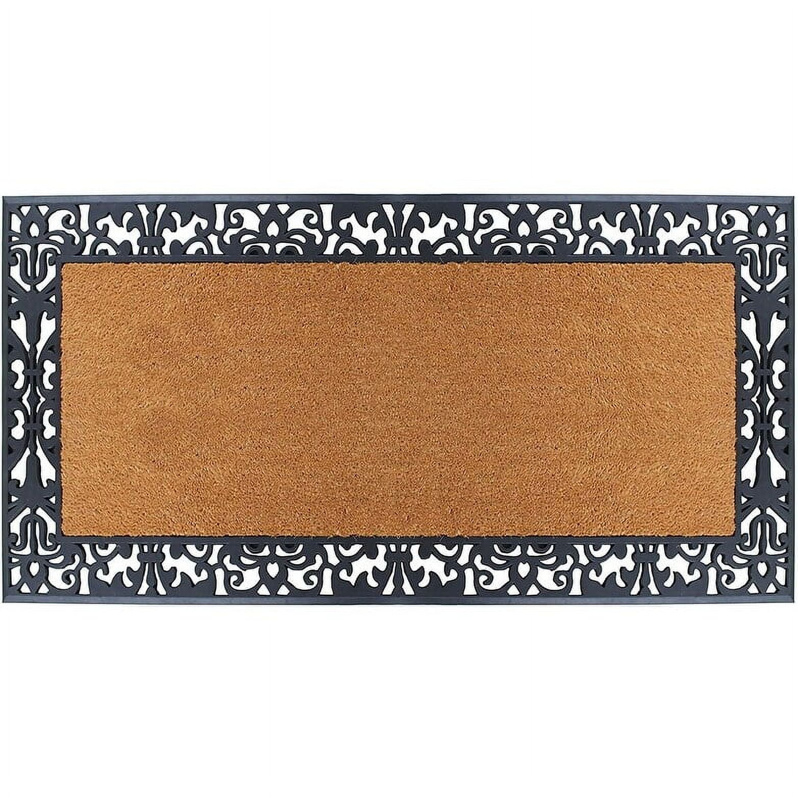 A1 Home Collections LLC A1HC Rubber and Coir Heavy Duty, Doormat, 30" X 60" Black/Beige Plain Coir