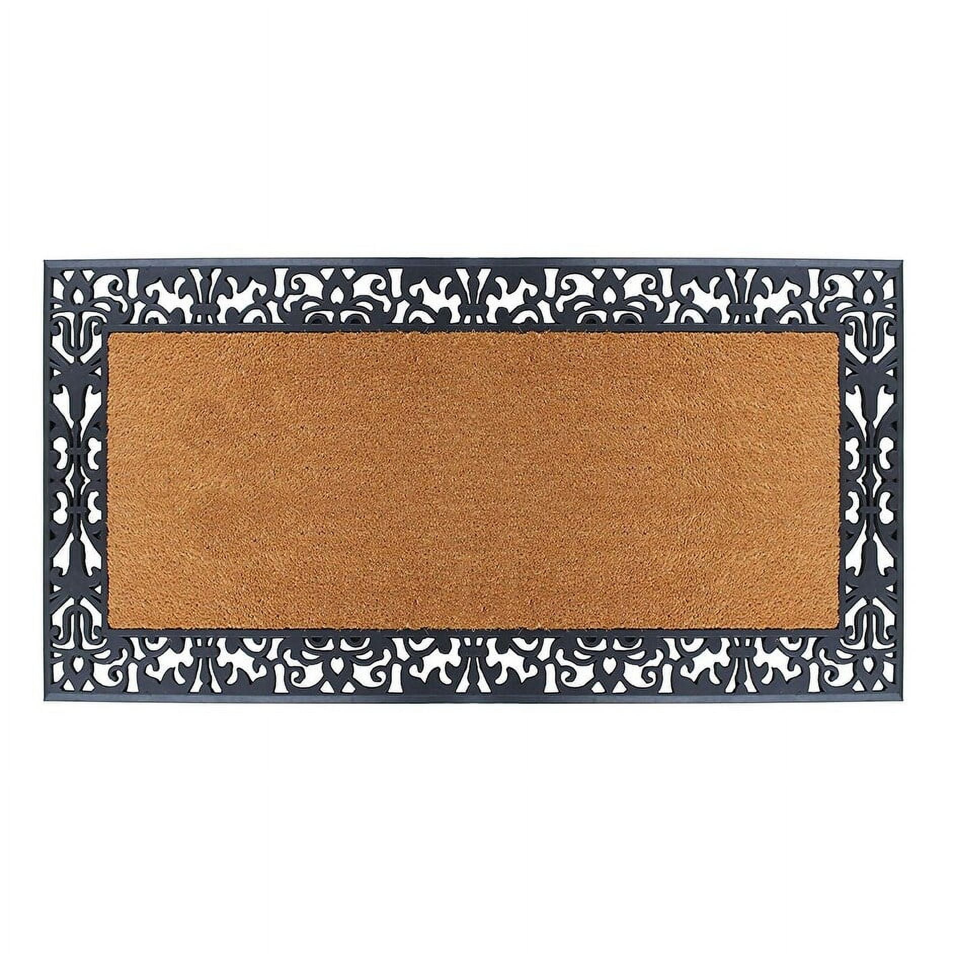 A1 Home Collections LLC A1HC Rubber and Coir Heavy Duty, Doormat, 30" X 60" Black/Beige Plain Coir