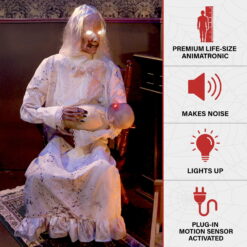 Haunted Hill Farm Life-Size Animatronic Gravely Granny by Tekky Halloween Decoration, HHGRVLYGRNY-1FLSA