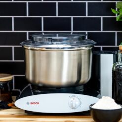 Bosch Universal Plus Stand Mixer with Stainless Steel Bowl with NutriMill Dough Hook Extender Bundle- Black 500 Watt