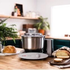 Bosch Universal Plus Stand Mixer with Stainless Steel Bowl with NutriMill Dough Hook Extender Bundle- Black 500 Watt