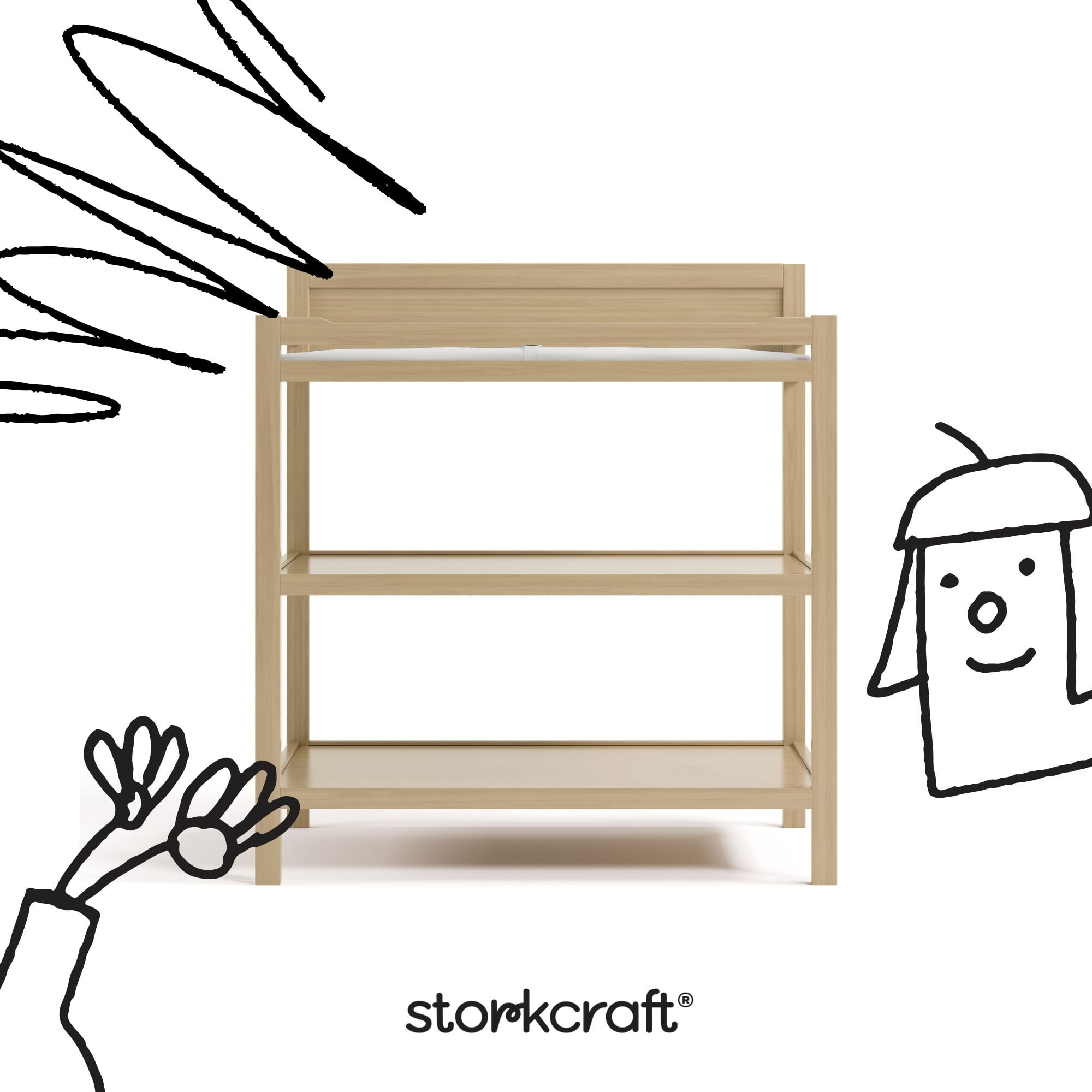 Storkcraft Alpine Infant Changing Table with Changing Pad, Driftwood