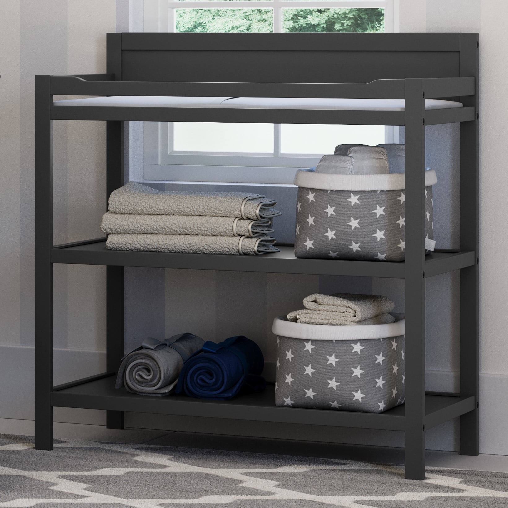 Storkcraft Alpine Infant Changing Table with Changing Pad, Gray