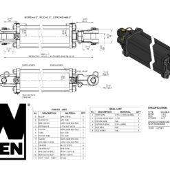 WEN TR4048 2500 PSI Tie Rod Hydraulic Cylinder with 4 in. Bore and 48 in. Stroke
