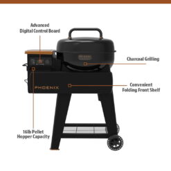 Pit Boss Phoenix 376 Sq in Pellet Kettle Grill with Charcoal Insert - Onyx Edition