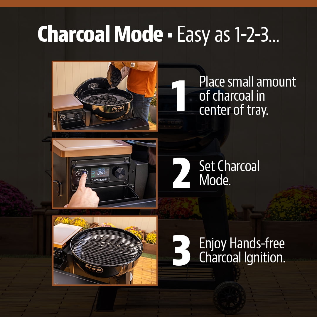 Pit Boss Phoenix 376 Sq in Pellet Kettle Grill with Charcoal Insert - Onyx Edition