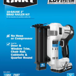 HART 20-Volt 2-inch 18-Gauge Battery-Powered Brad Nailer Kit, (1) 1.5Ah Lithium-Ion Battery