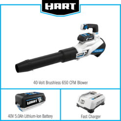 HART 40-Volt Cordless SUPERCHARGE Brushless 650 CFM Blower (1) 5.0 Ah Lithium Ion Battery