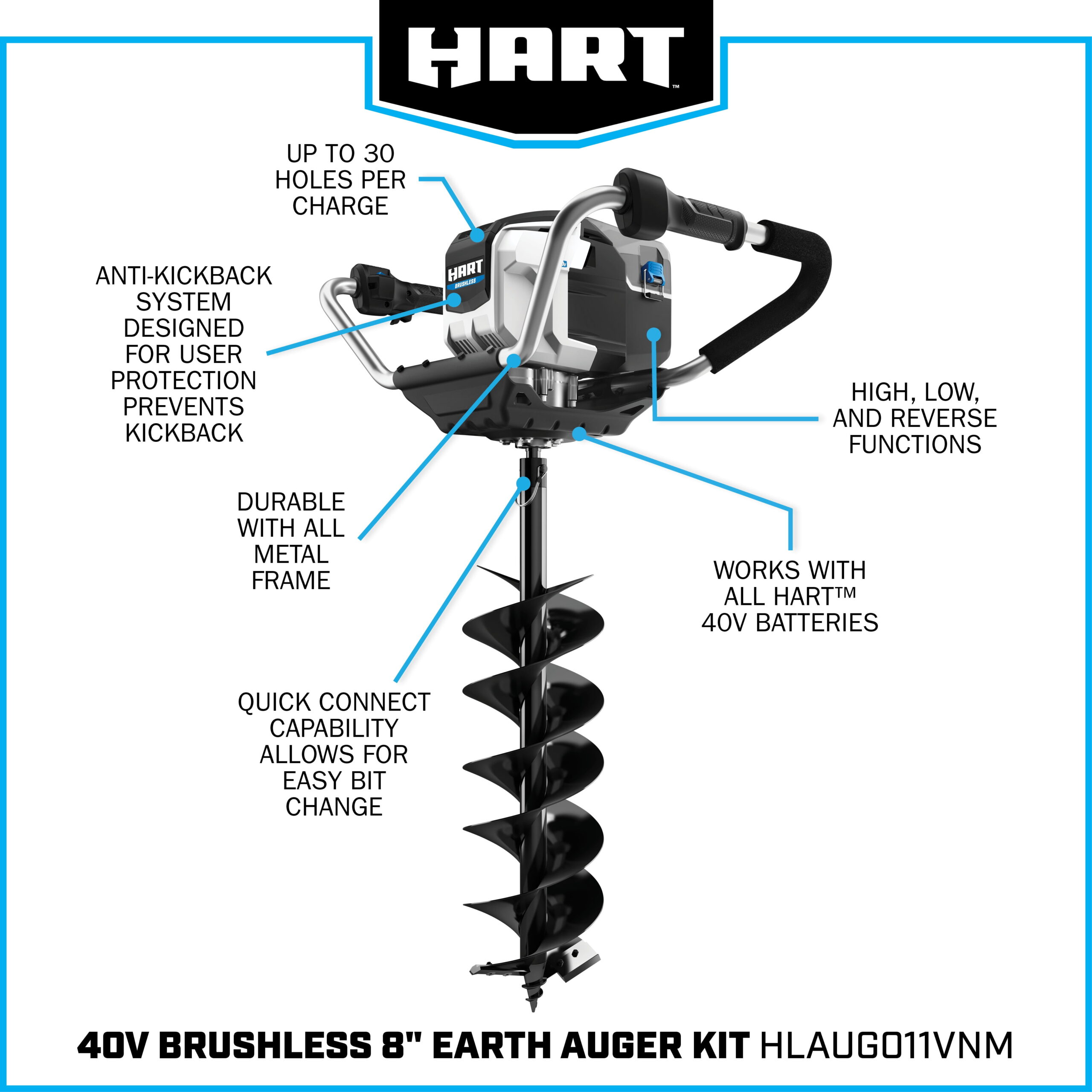 HART 40V Brushless Auger (1) 4.0 Ah Lithium-Ion Battery