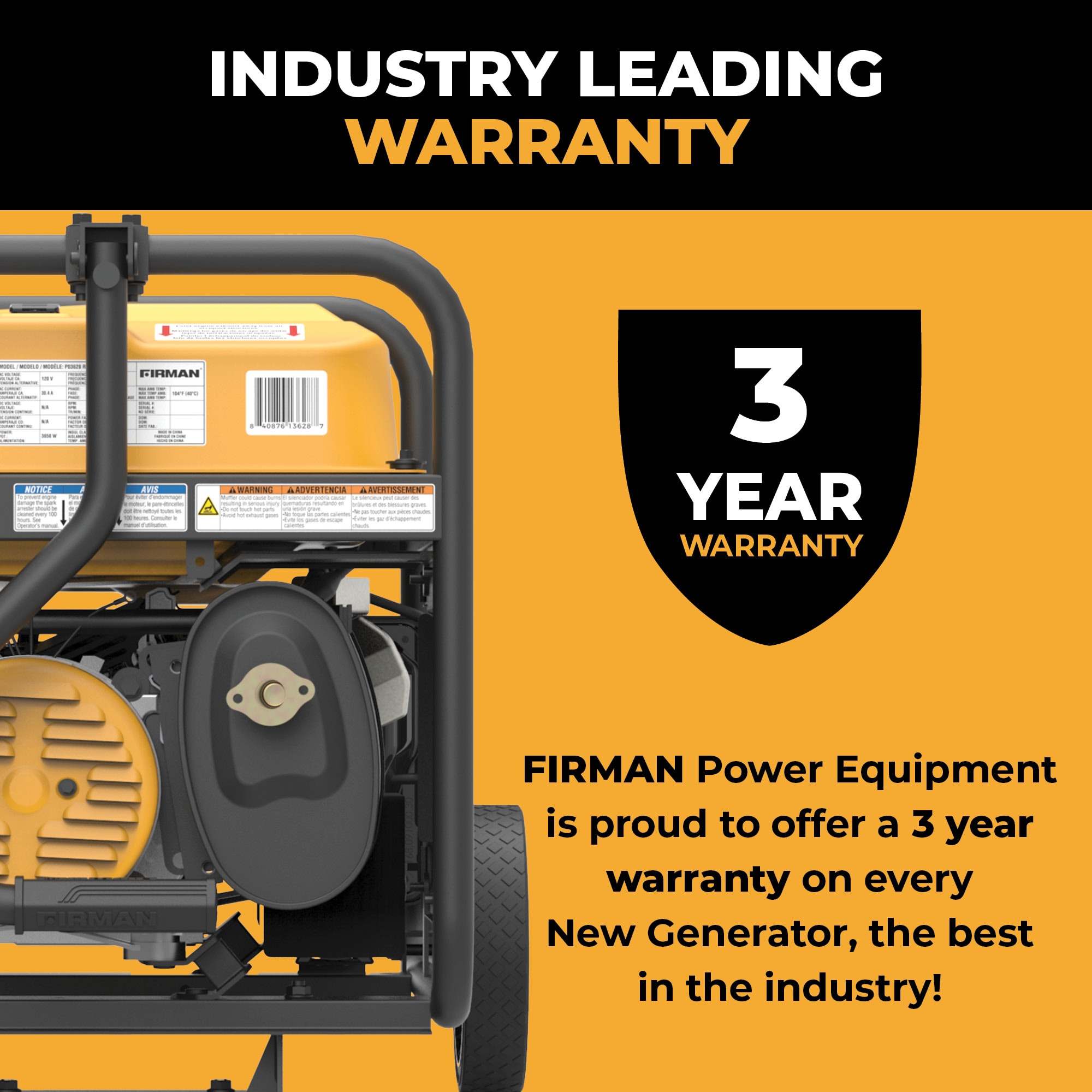 Firman P03628 Remote Start 120V 4550 / 3650 -Watt Single fuel Portable Generator