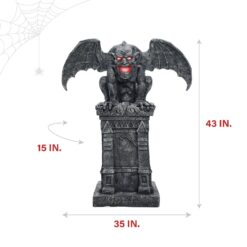 Haunted Hill Farm 3.58-ft Freestanding Motion Activated Church bells sound Gargoyle Animatronic