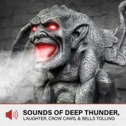 Haunted Hill Farm 3.58-ft Freestanding Motion Activated Church bells sound Gargoyle Animatronic