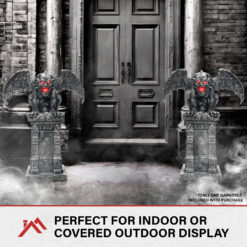 Haunted Hill Farm 3.58-ft Freestanding Motion Activated Church bells sound Gargoyle Animatronic
