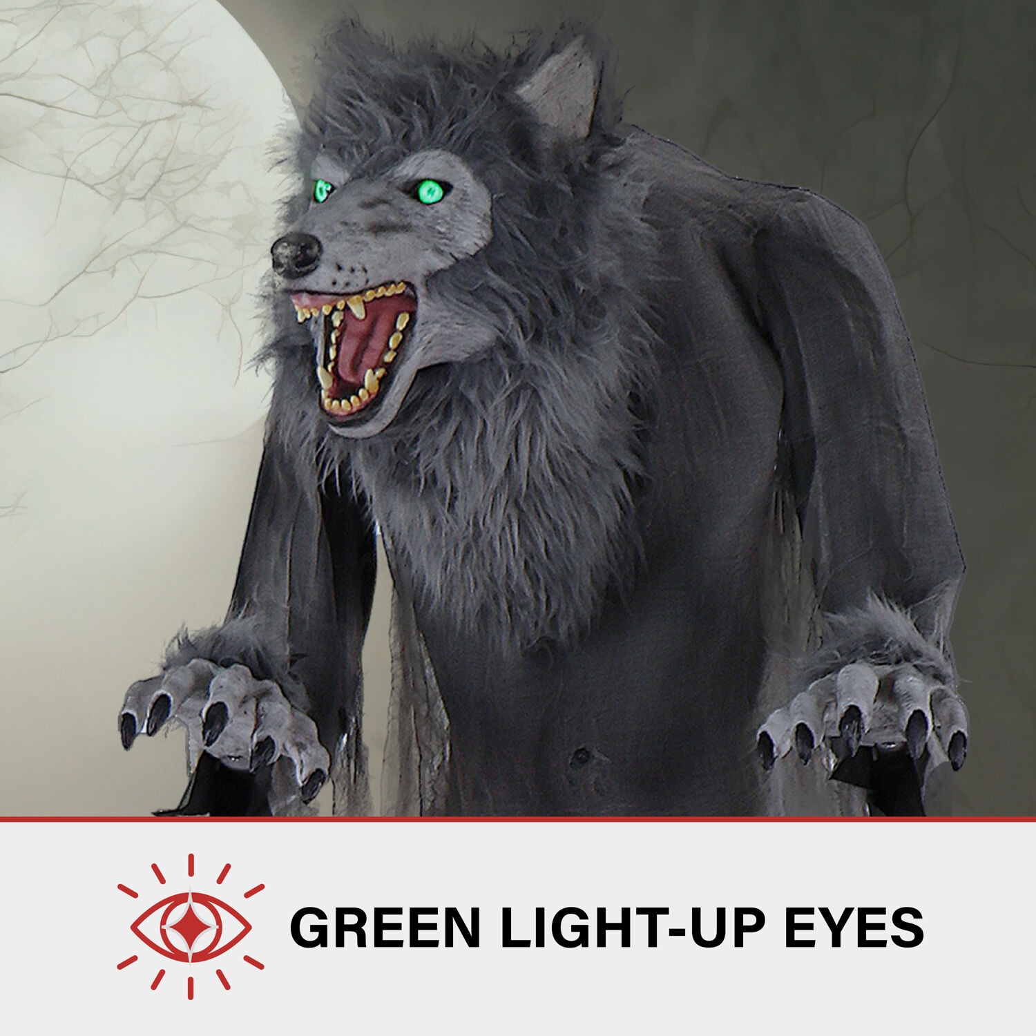 Haunted Hill Farm 7-ft Freestanding Motion Activated Lighted Farkas Werewolf Animatronic