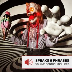 Haunted Hill Farm 6.89-ft Freestanding Motion Activated Talking Lighted Clown Animatronic