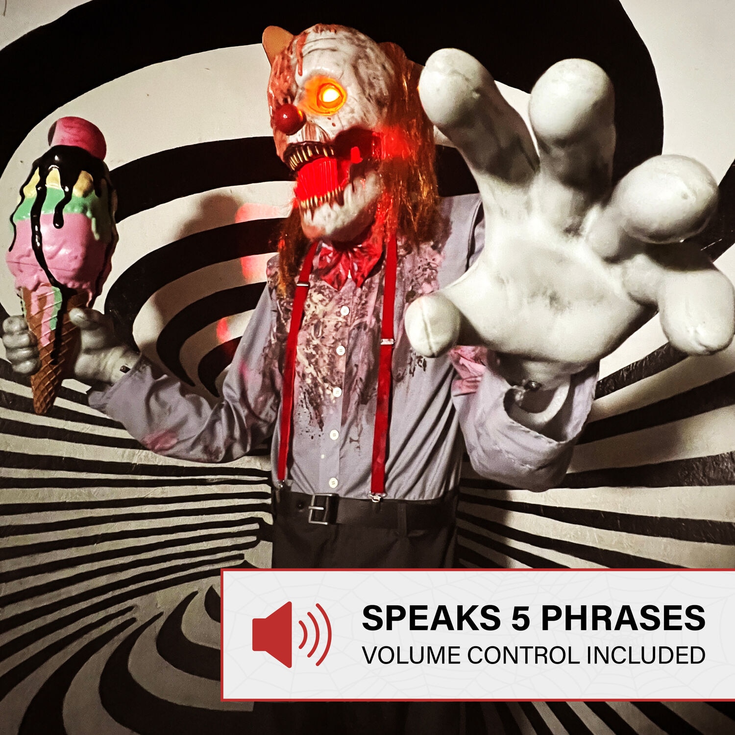 Haunted Hill Farm 6.89-ft Freestanding Motion Activated Talking Lighted Clown Animatronic