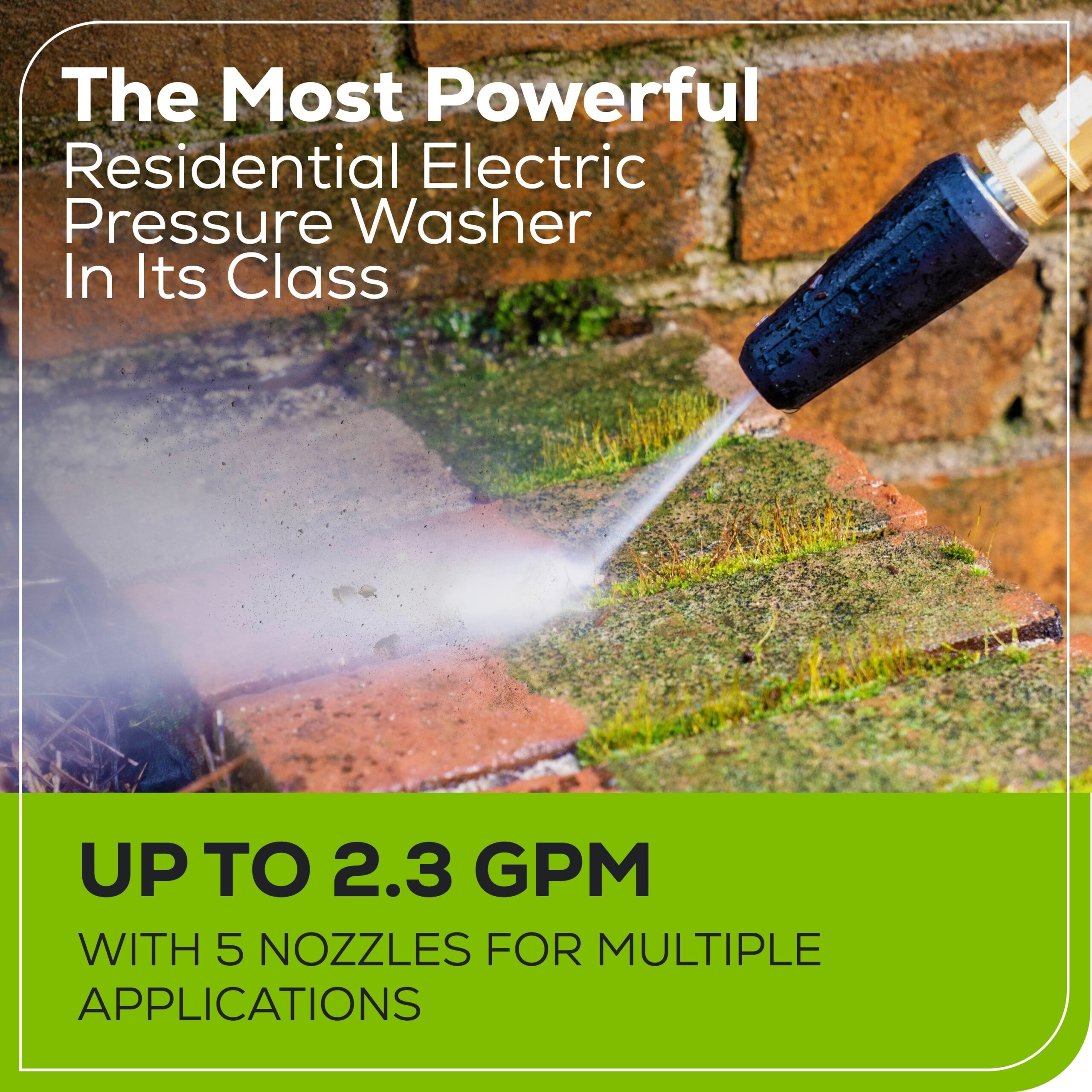 Greenworks 2700-PSI 2.3-GPM Cold Water Electric Pressure washer with 5 Spray Tips and Surface Cleaner