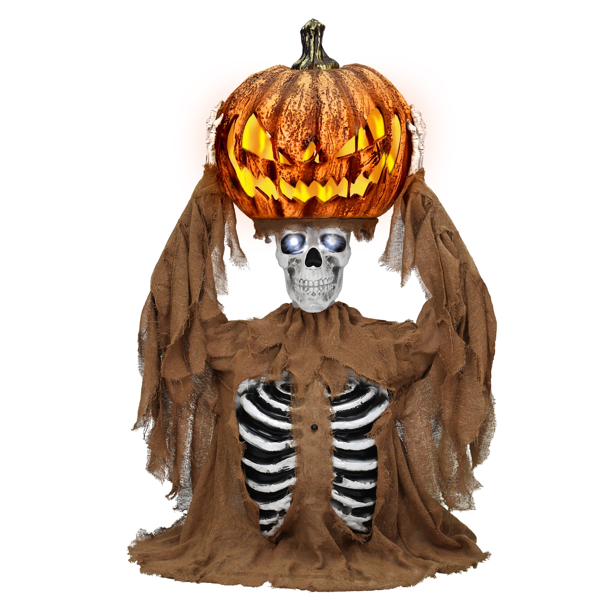 Haunted Living 4-ft Pop Up Pumpkin with Skeleton Motion Activated Lighted Animatronic
